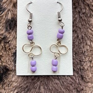 Elegant Silver and Purple Infinity Earrings